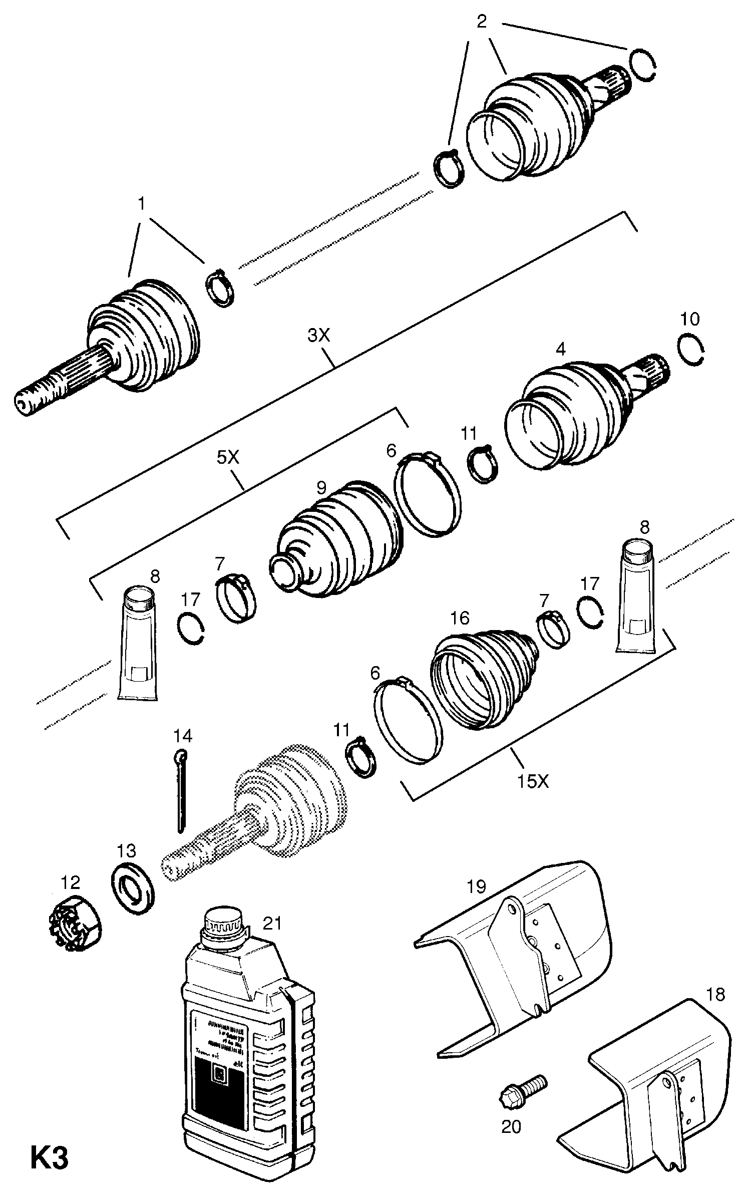 Opel 374263 - Birləşmə dəsti, ötürücü val furqanavto.az