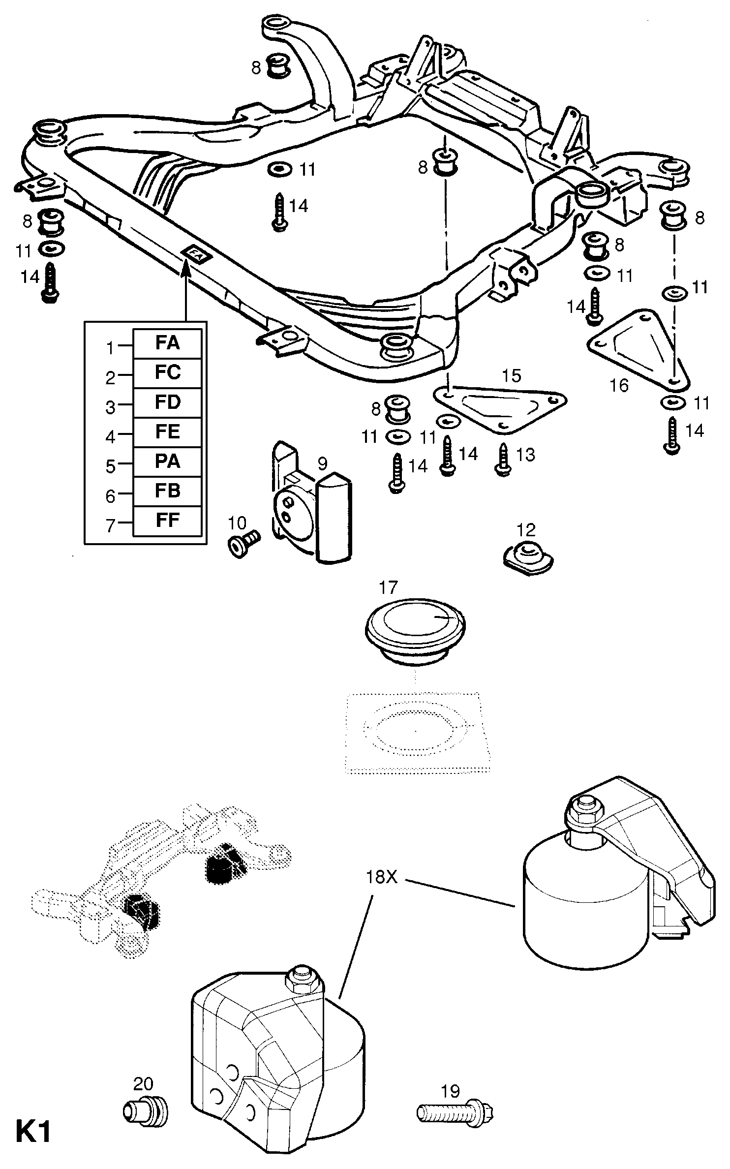 4SEASONS 302014 - CROSSMEMBER, ASSY., FRONT AXLE, WITH BUSHES (IDENT FB) (NLS.- US furqanavto.az