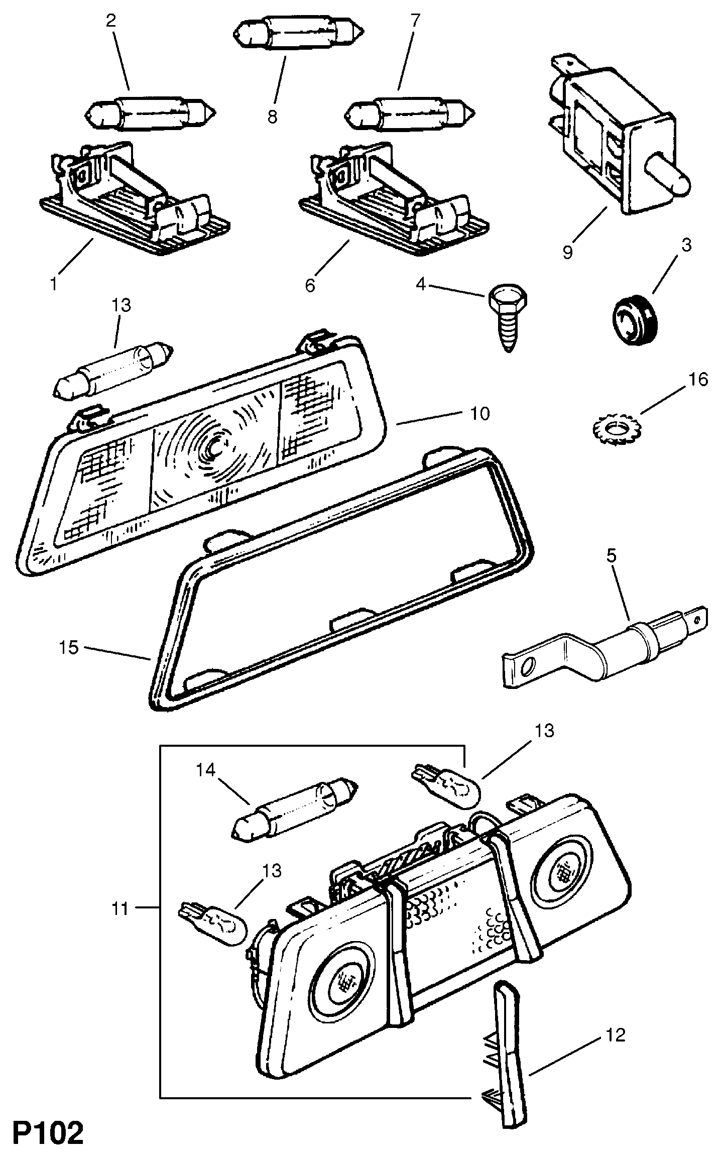 Vauxhall 20 98 914 - Lampa, əlcək qutusunun işığı furqanavto.az