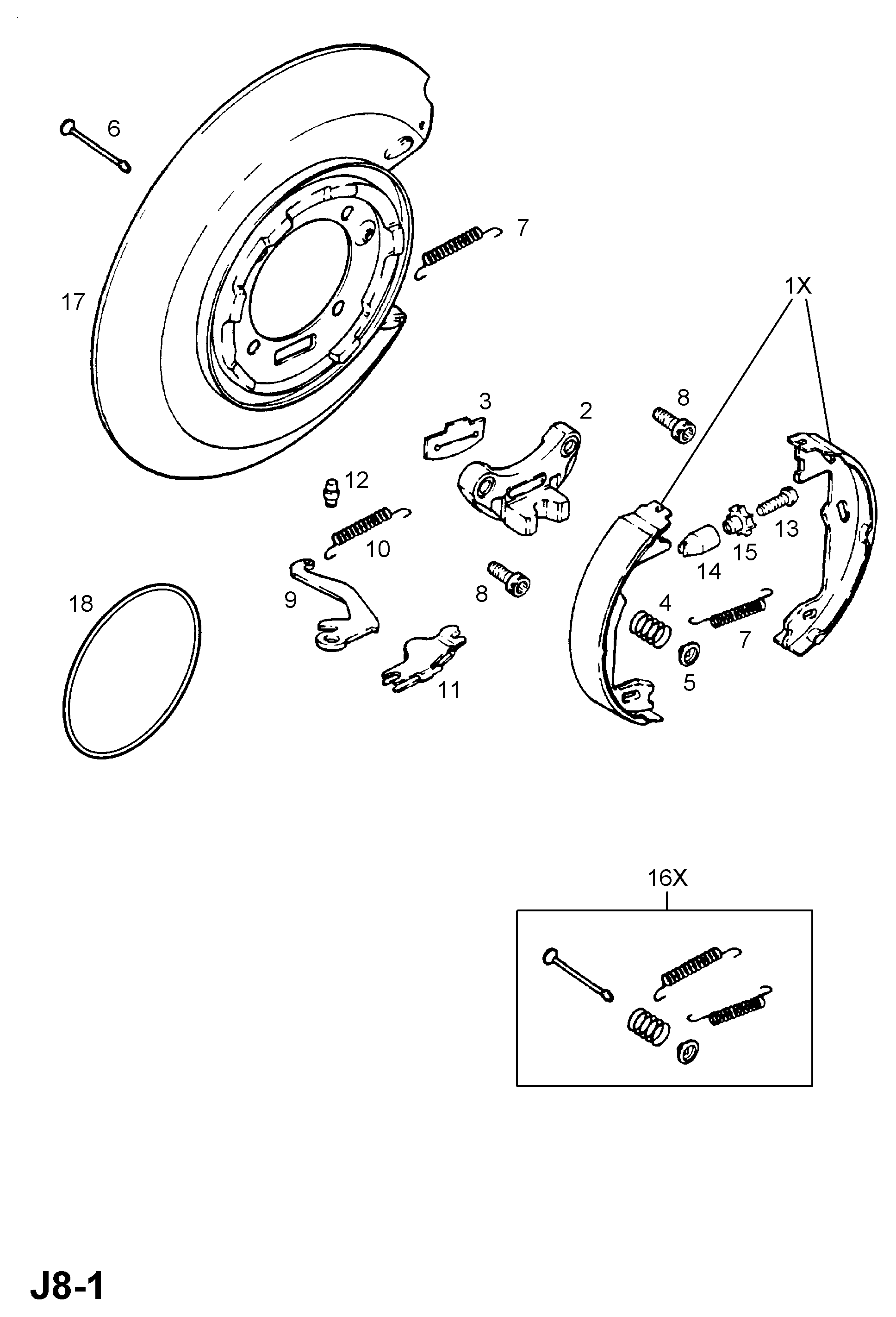 Vauxhall 16 05 897 - Əyləc başlığı dəsti, dayanacaq əyləci furqanavto.az