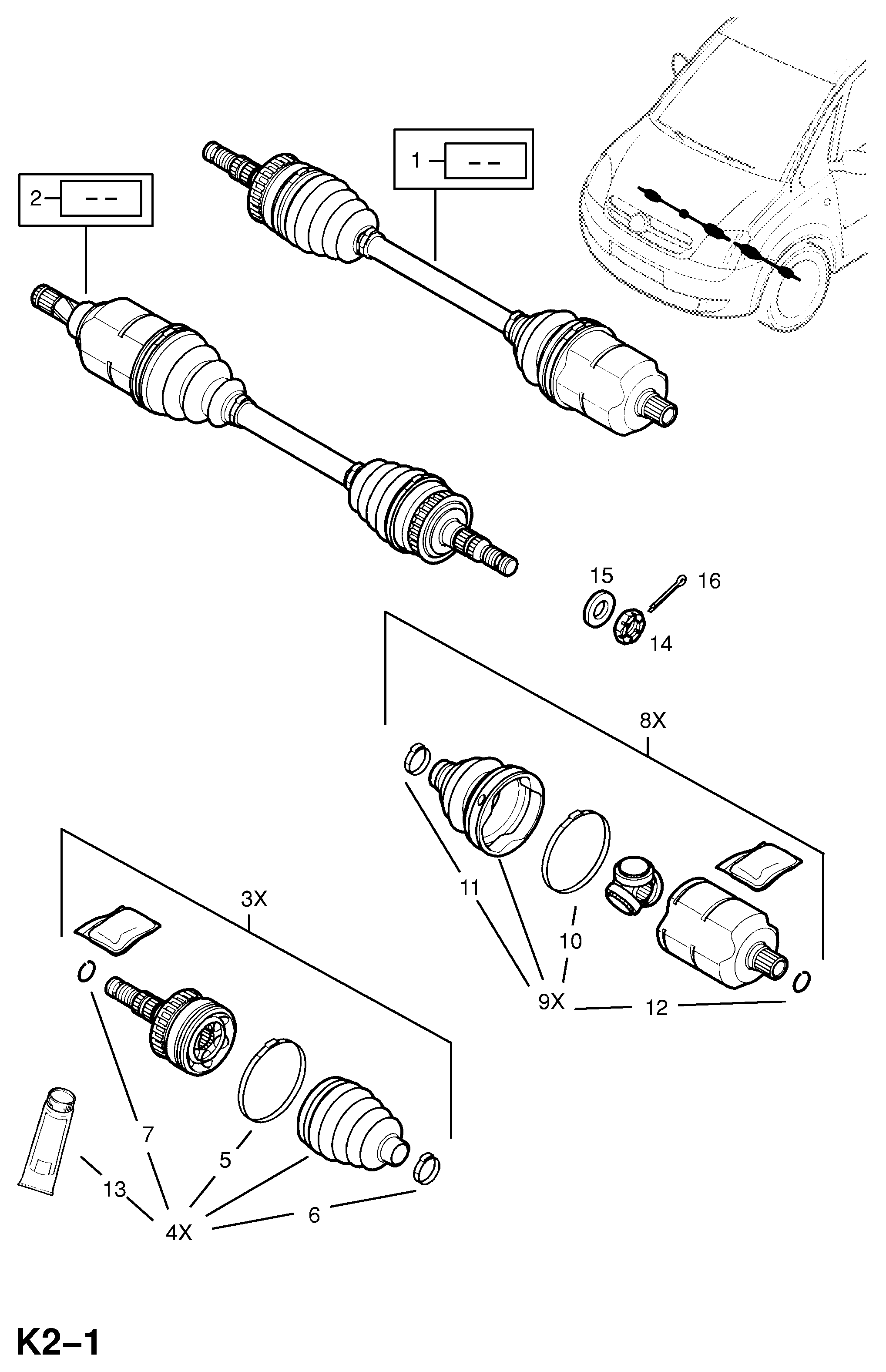 Opel 1603251 - Birləşmə dəsti, ötürücü val furqanavto.az