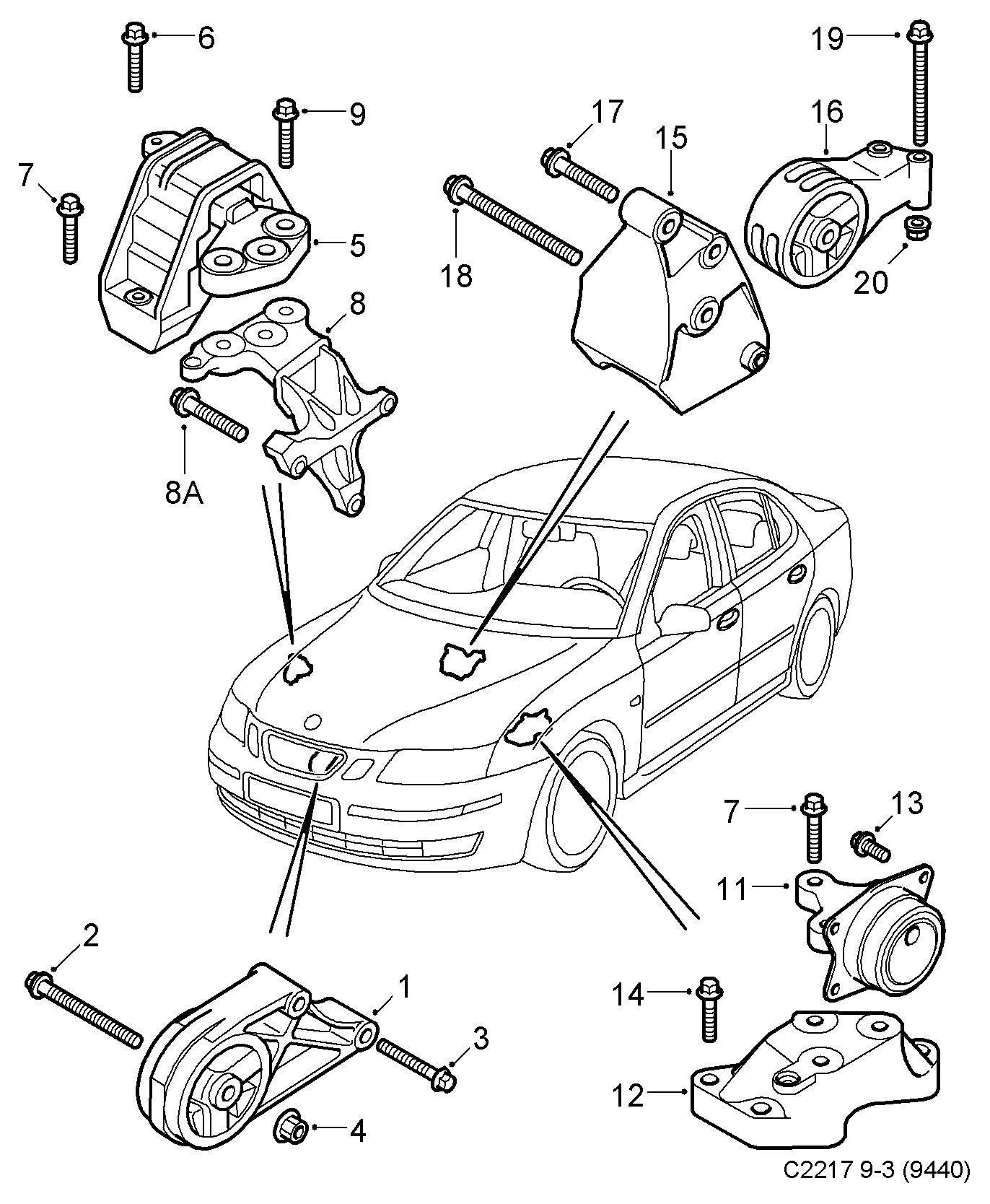 SAAB 13220095 - Tutacaq, mühərrik montajı furqanavto.az