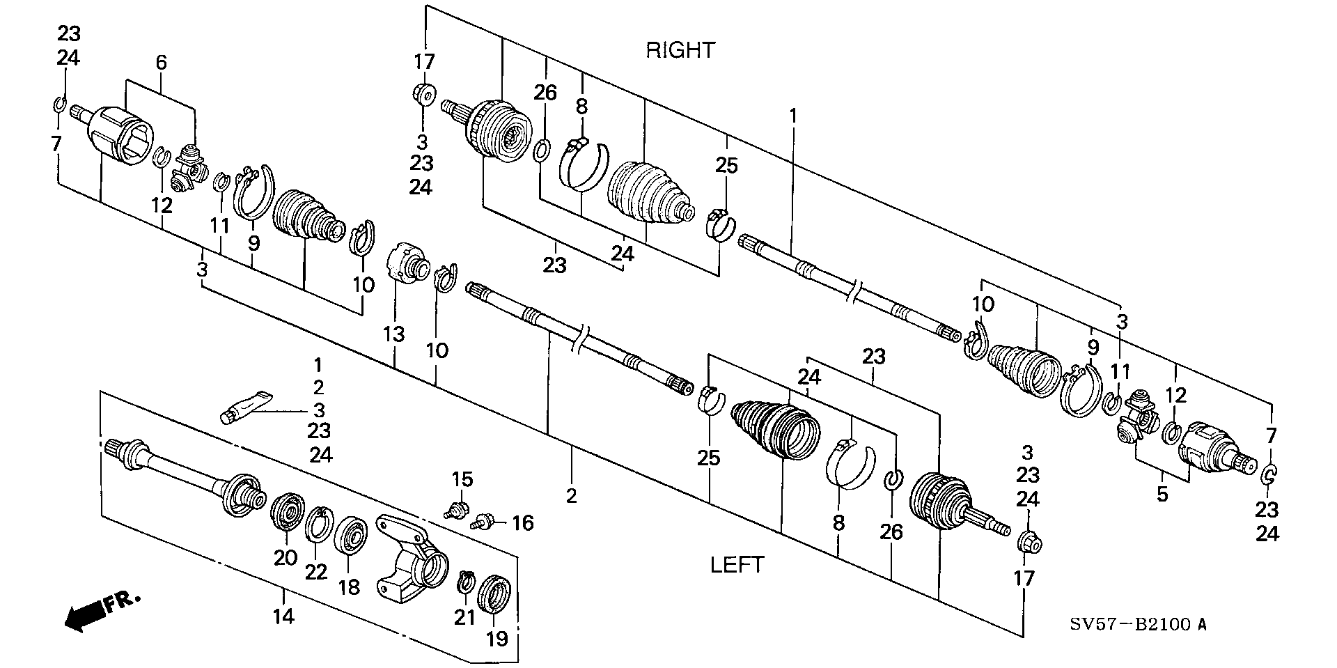 Honda 44310-SM1-300 - Birləşmə dəsti, ötürücü val furqanavto.az