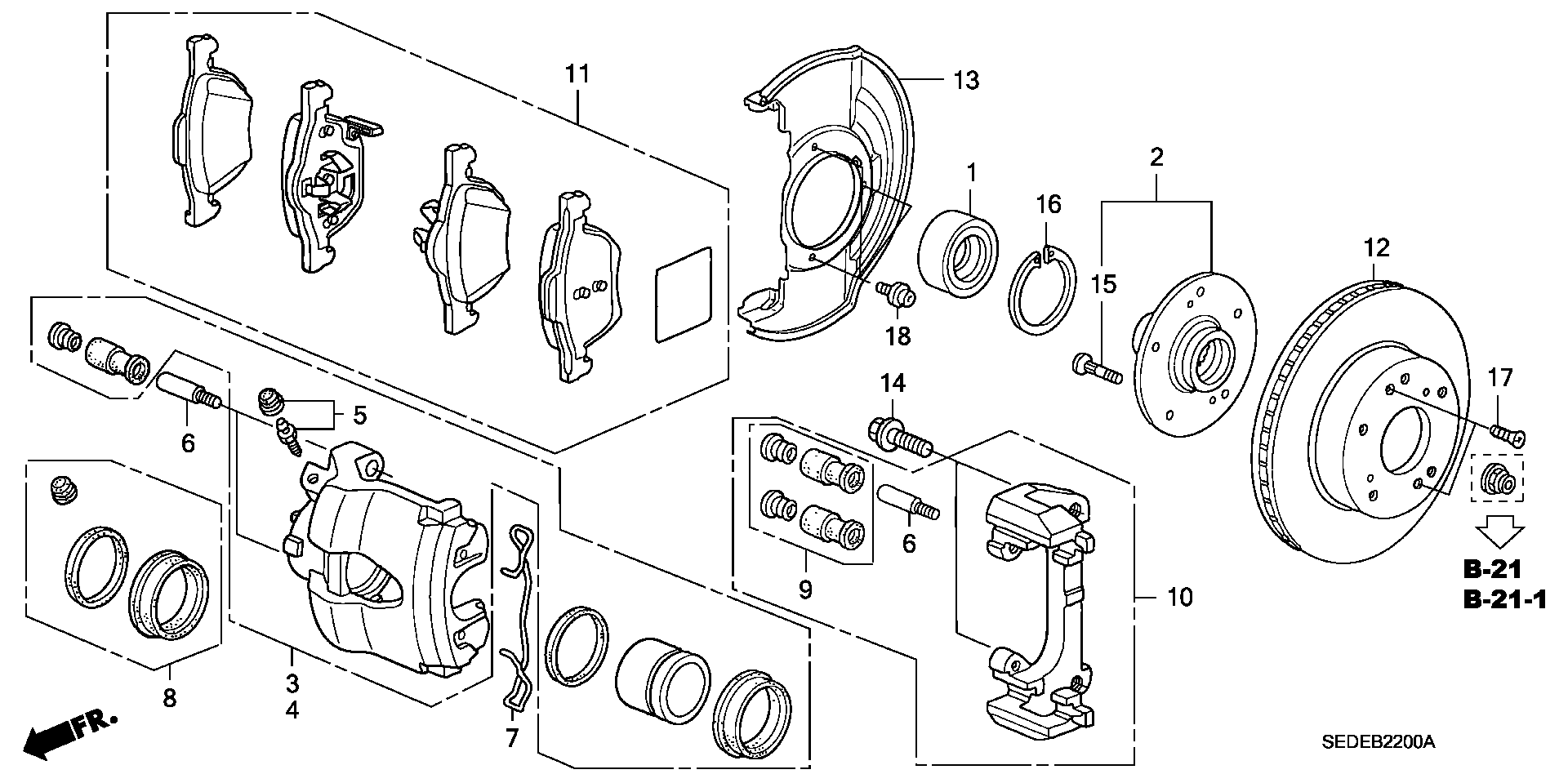 Honda 45007-SEA-E01 - Bələdçi qol dəsti, əyləc kaliperi furqanavto.az