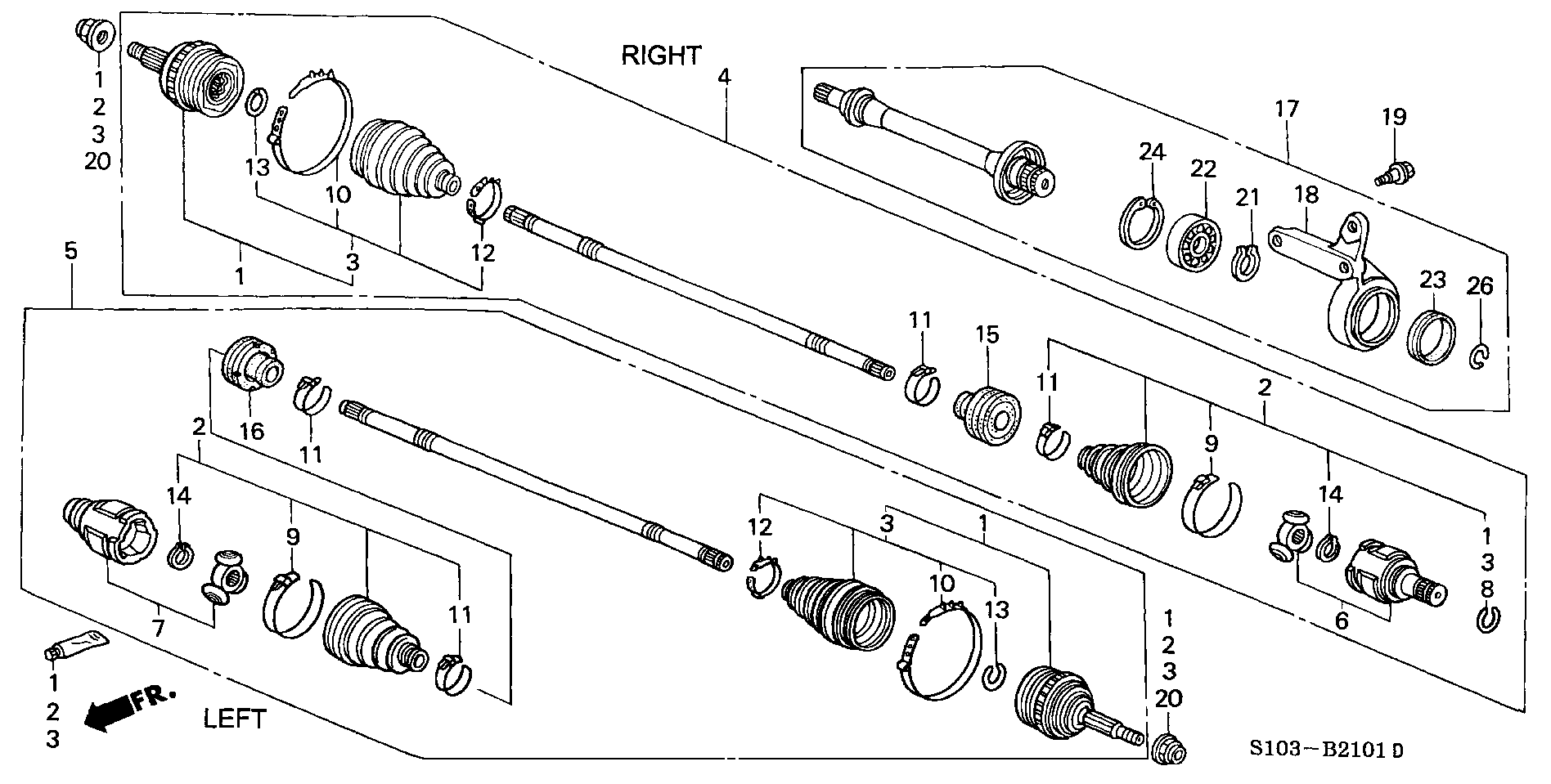 Honda 44310-S10-A10 - Birləşmə dəsti, ötürücü val furqanavto.az