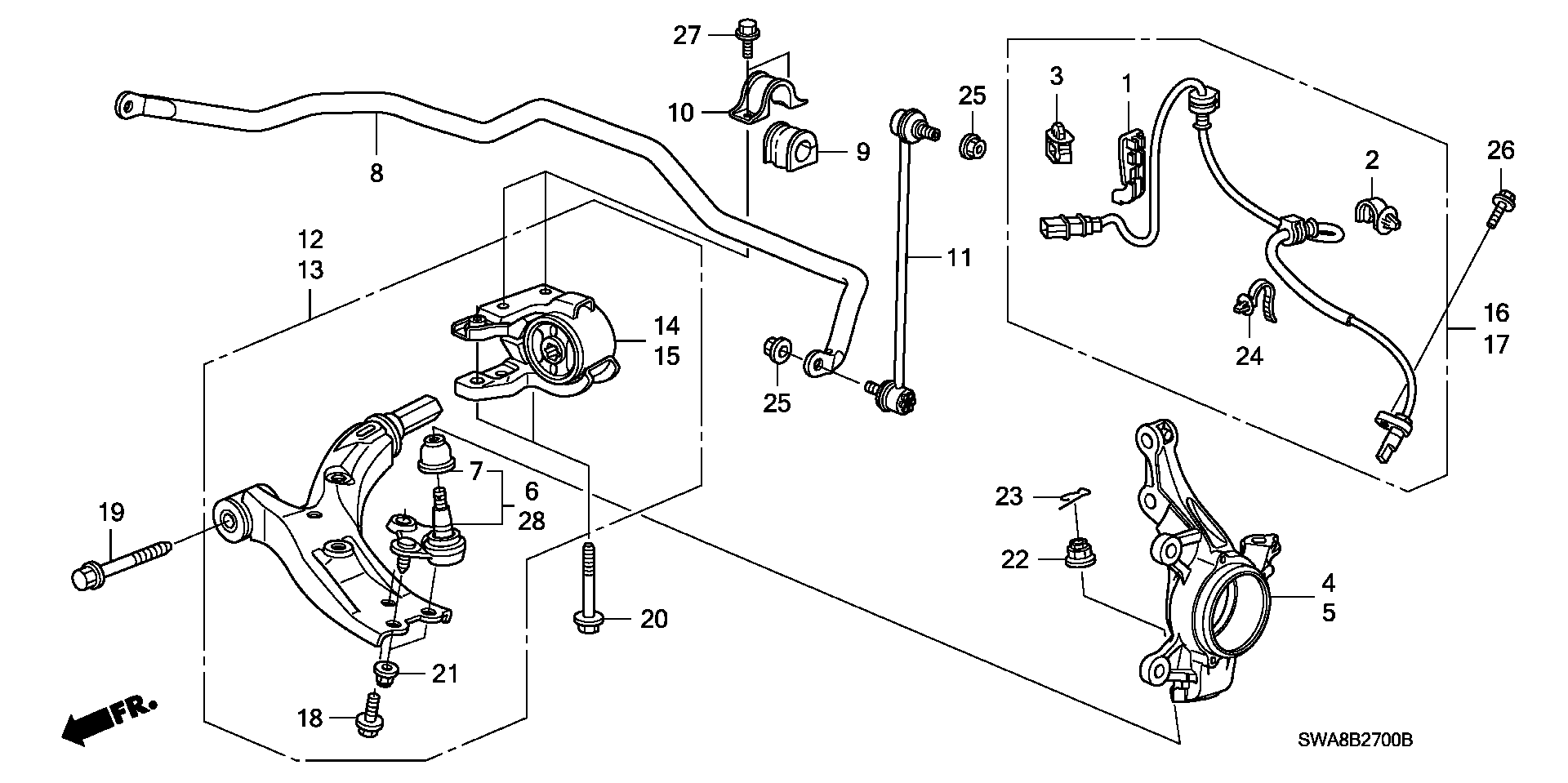 Honda 51350-SWA-A01 - CASKA ÖN ALT SAĞ furqanavto.az