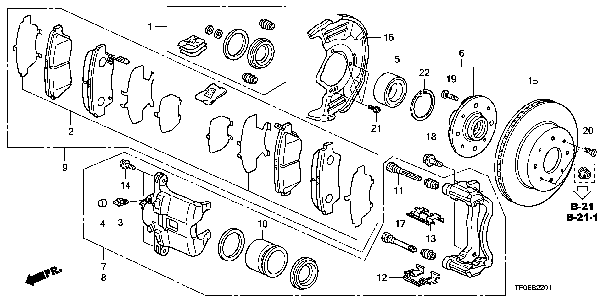 Honda 45022TF0G02 - Əyləc altlığı dəsti, əyləc diski furqanavto.az