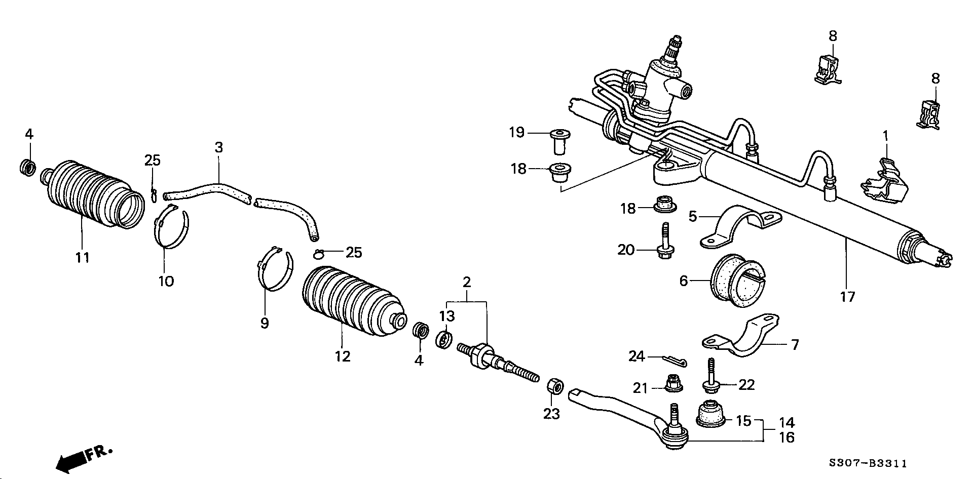 Honda 53534S30003 - Körük dəsti, sükan furqanavto.az