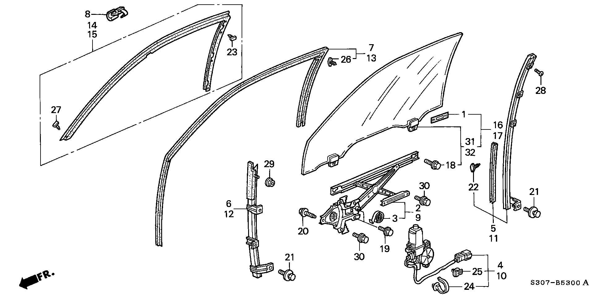 Honda 72251-S30-003 - Pəncərə tənzimləyicisi furqanavto.az