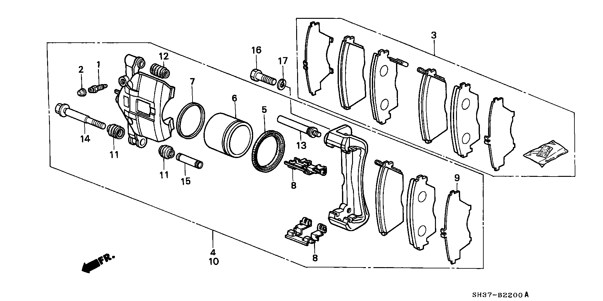 Honda 45022-SH3-509 - Əyləc altlığı dəsti, əyləc diski furqanavto.az