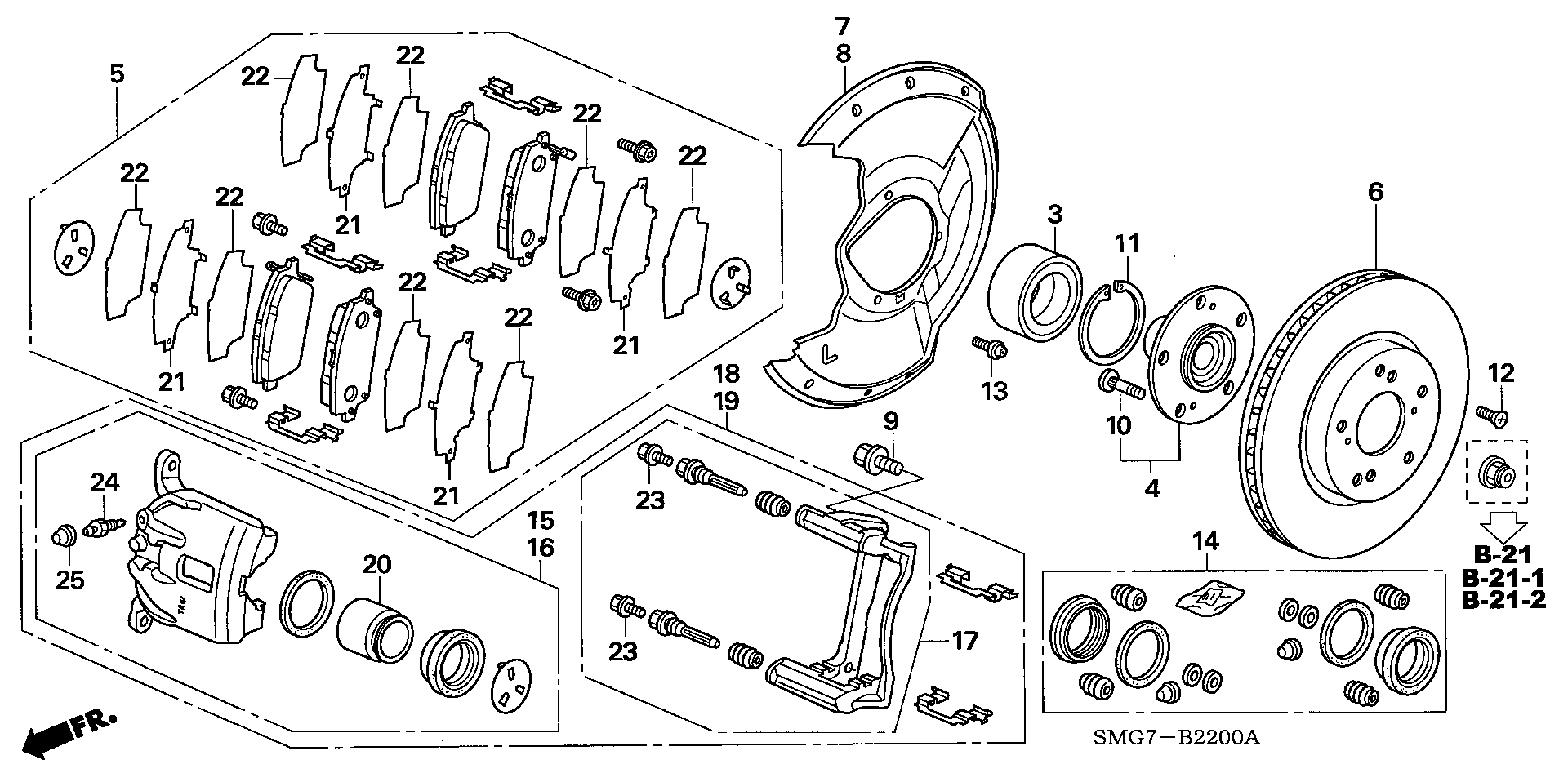 Honda 45022-SMG-E01 - Əyləc altlığı dəsti, əyləc diski furqanavto.az