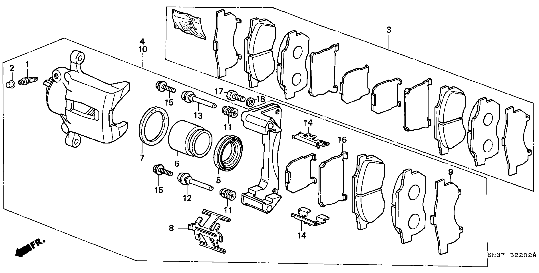 Suzuki 45022SH3G03 - Əyləc altlığı dəsti, əyləc diski furqanavto.az