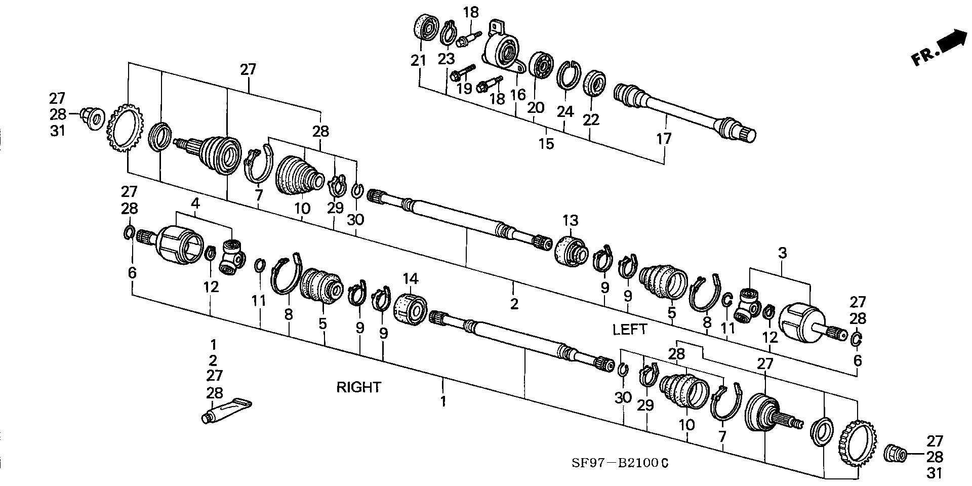 Honda 44310-SF1-J10 - Birləşmə dəsti, ötürücü val furqanavto.az