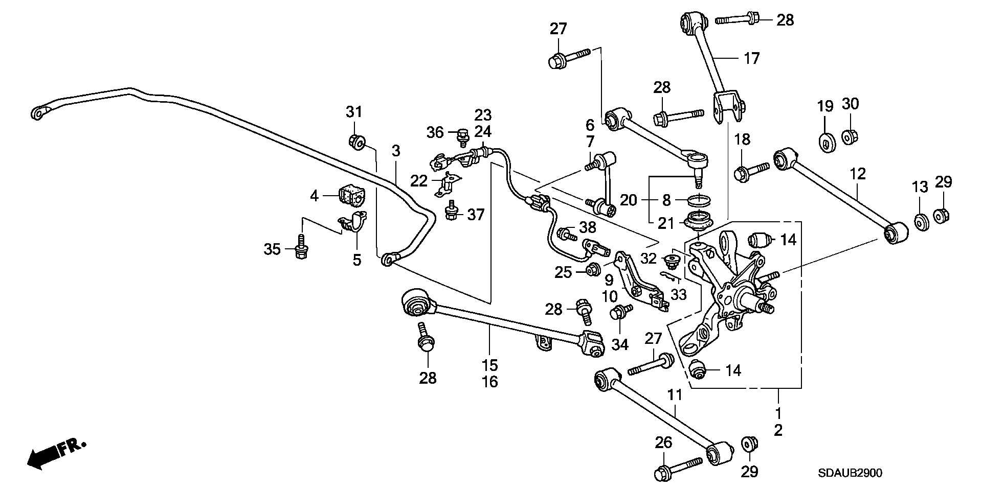 Honda 52306SDBA02 - Dəstək kol, stabilizator furqanavto.az