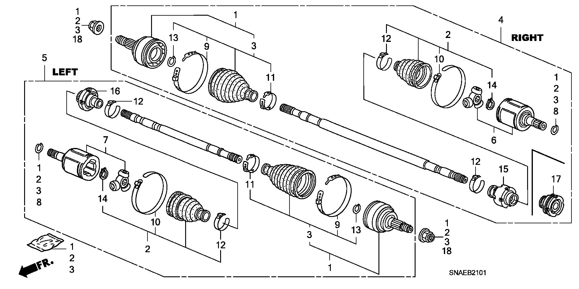 Honda 44306SNA900 - Birləşmə dəsti, ötürücü val furqanavto.az