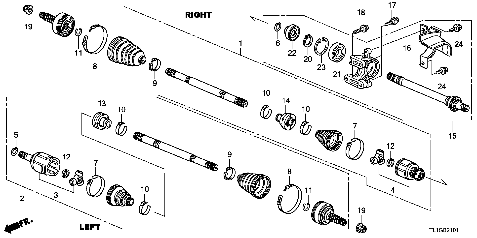 Honda 44310-TA0-A60 - Birləşmə dəsti, ötürücü val furqanavto.az