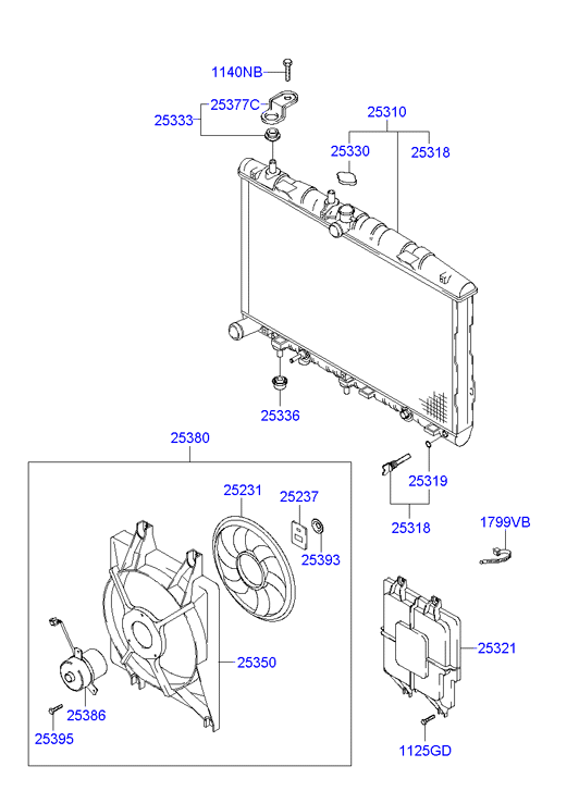 KIA 25380-25000 - Fen, radiator furqanavto.az