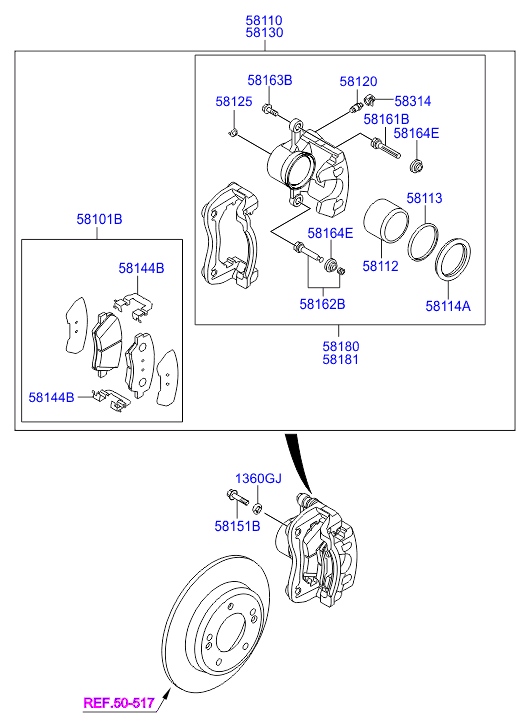 Vauxhall 58101A6A00 - Pad kit - front disc brake furqanavto.az