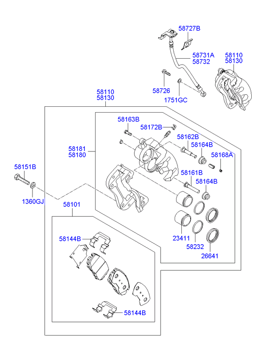 Ssangyong 58101-2BA10 - Əyləc altlığı dəsti, əyləc diski furqanavto.az