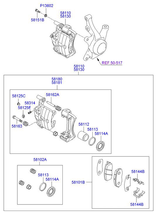 Hyundai 581020XA00 - Təmir dəsti, əyləc kaliperi furqanavto.az