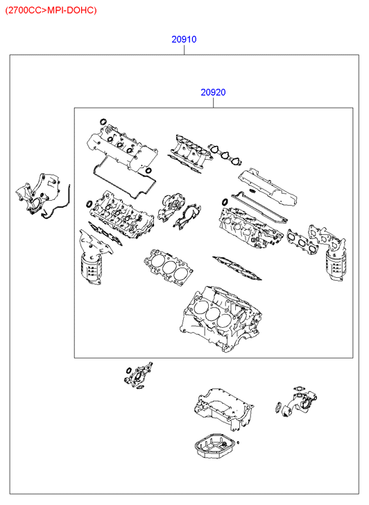 Hyundai 20910-38B00 - Tam conta dəsti, mühərrik furqanavto.az