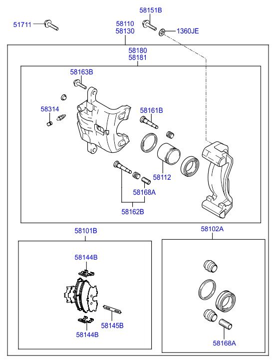 KIA 58101-17A00 - Əyləc altlığı dəsti, əyləc diski furqanavto.az