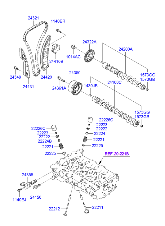 Hyundai 22224-2B000 - Mühür halqası, klapan sapı furqanavto.az