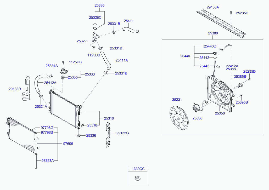 KIA 253501R050 - Dəstək, soyutma ventilyatoru furqanavto.az