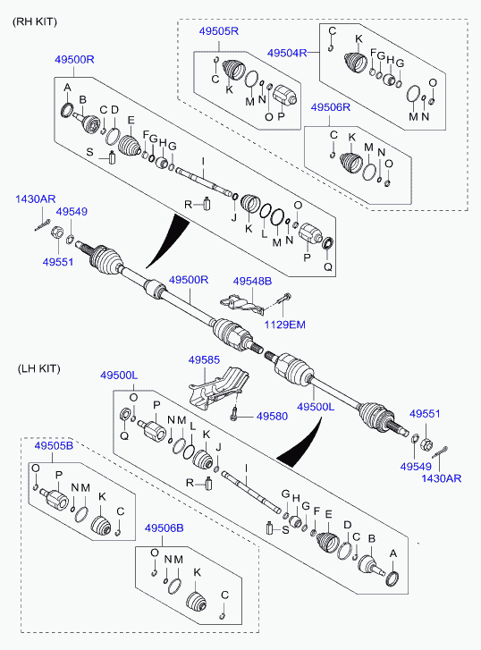 KIA 49501-2L010 - Birləşmə dəsti, ötürücü val furqanavto.az