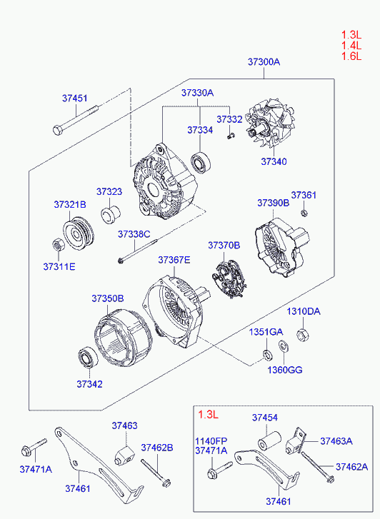 Hyundai 3732122650 - Kasnak, alternator, sərbəst dönərli mufta furqanavto.az