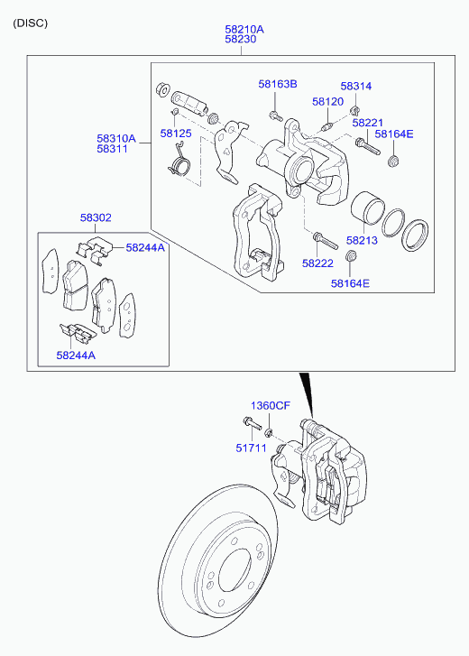 Hyundai 58302A6A30 - Əyləc altlığı dəsti, əyləc diski furqanavto.az