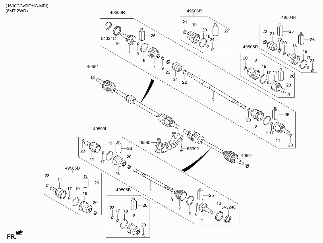 KIA 49595A64A0 - Boot kit - front axle differential side, rh furqanavto.az