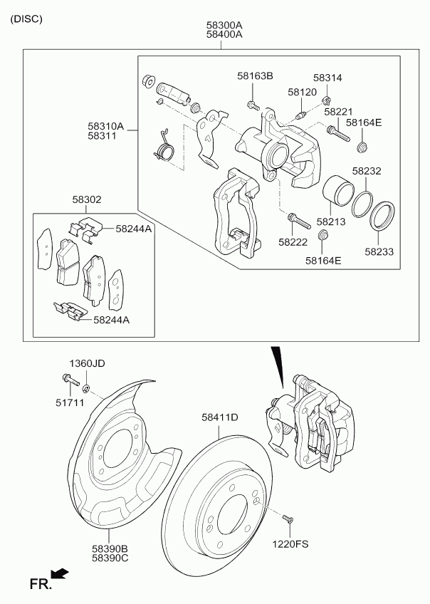 KIA 58302 A7B30 - Əyləc altlığı dəsti, əyləc diski furqanavto.az