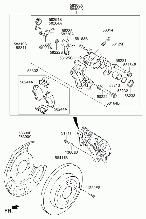 Hyundai 58311-1WA30 - Bələdçi qol dəsti, əyləc kaliperi furqanavto.az