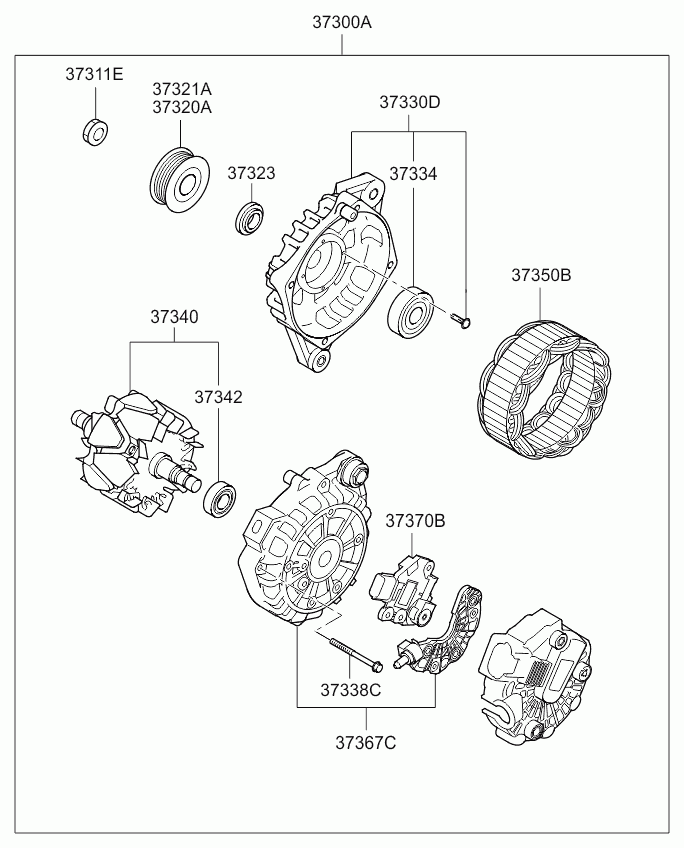 Hyundai 37320-03600 - Kasnak, alternator, sərbəst dönərli mufta furqanavto.az