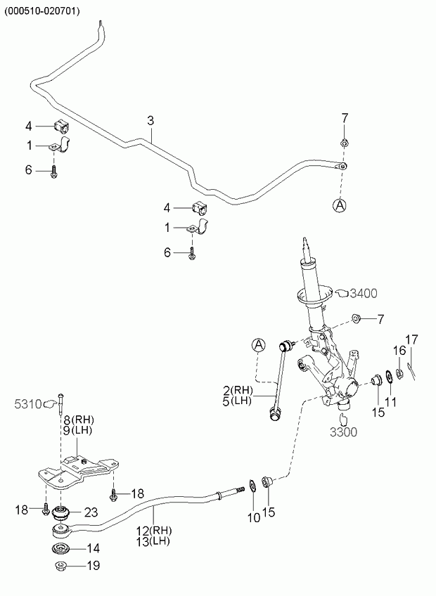 Hyundai 0K33C-34-160A - Çubuq / Strut, stabilizator furqanavto.az