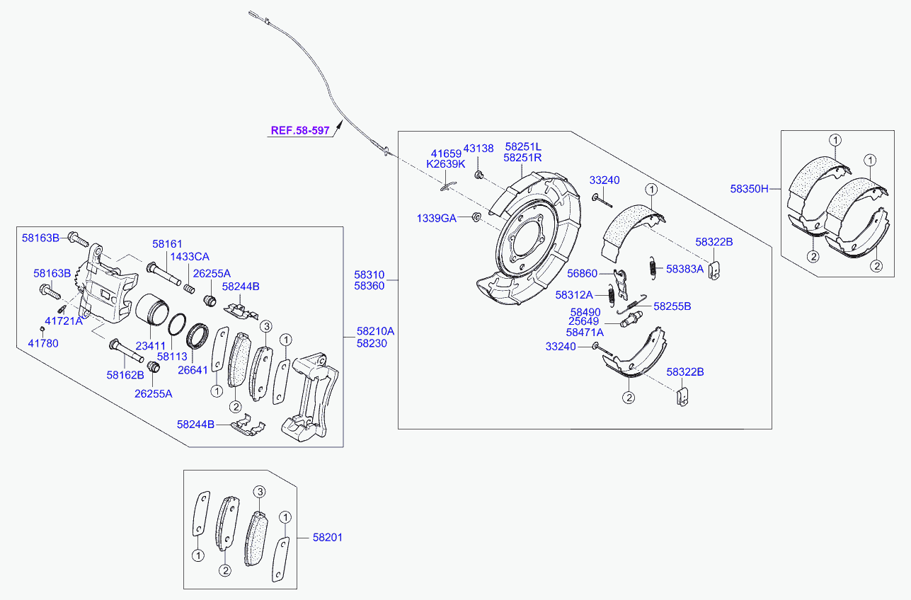 Hyundai 58302-3EE00 - Əyləc altlığı dəsti, əyləc diski furqanavto.az