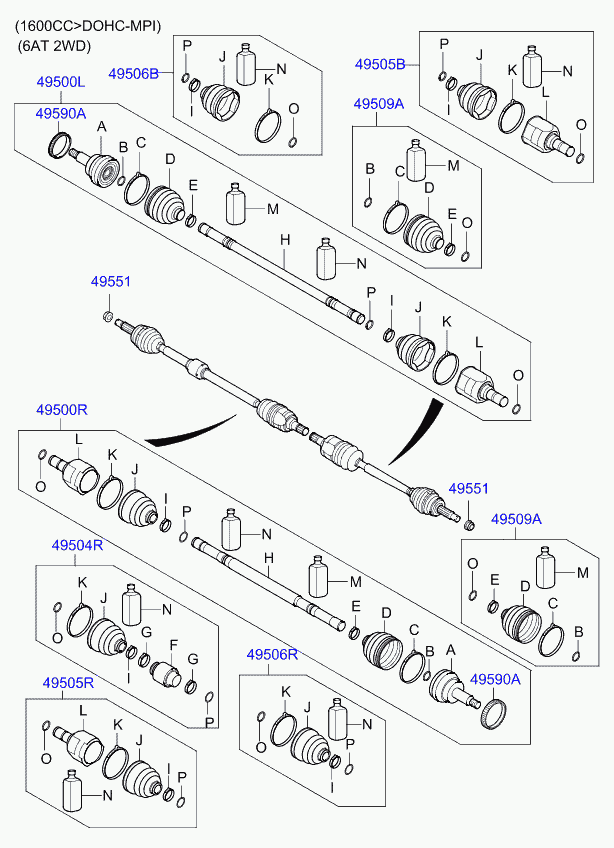 Hyundai 49501-1P000 - Birləşmə dəsti, ötürücü val furqanavto.az