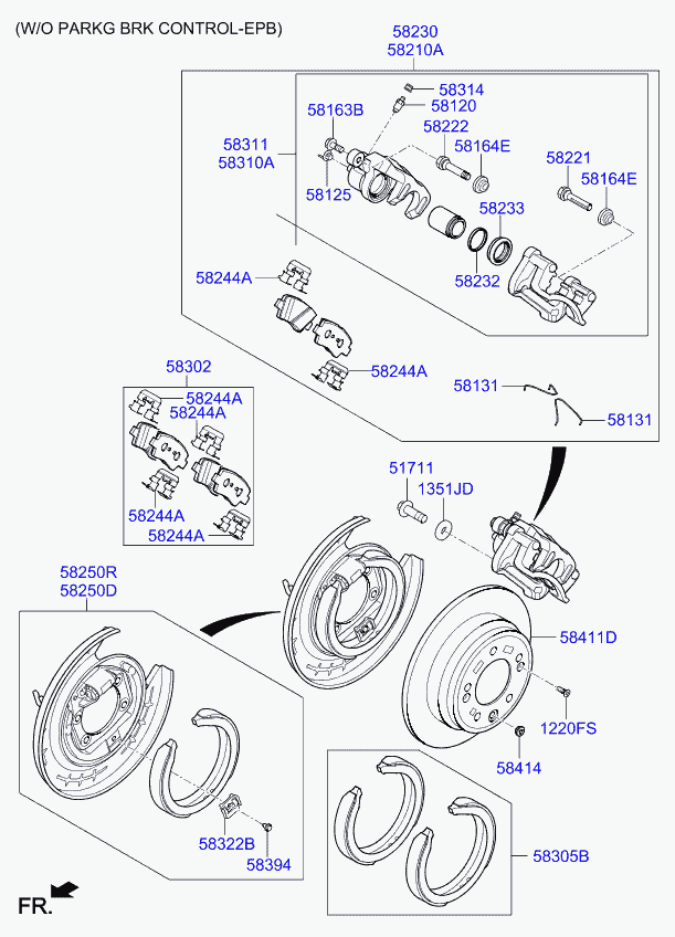 KIA 58302D4A65 - Əyləc altlığı dəsti, əyləc diski furqanavto.az