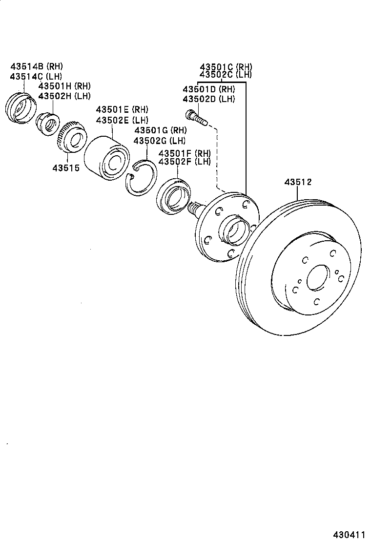 TOYOTA 43502-22080 - Təkər Qovşağı furqanavto.az