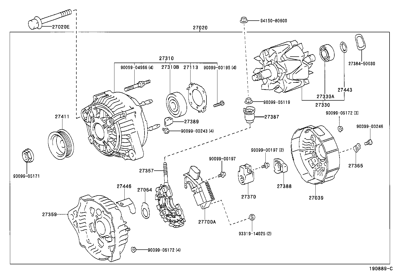 TOYOTA 2733042020 - Alternator furqanavto.az