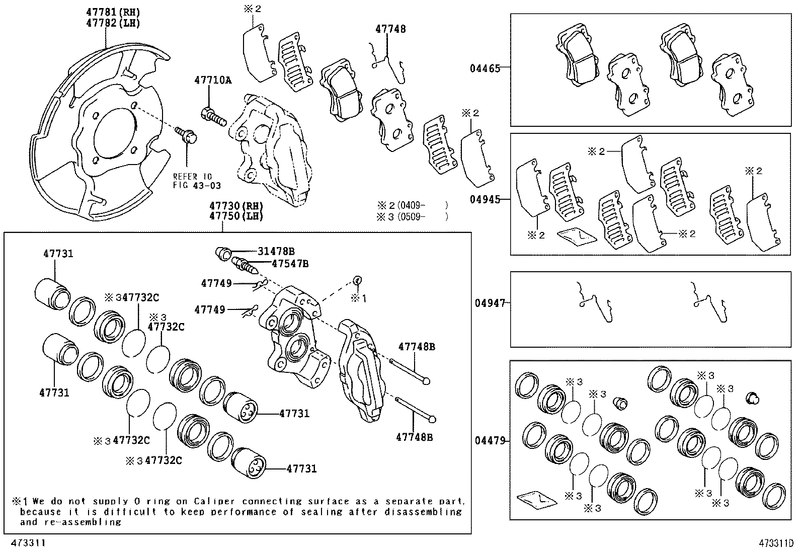 Mitsubishi 0446535290 - Əyləc altlığı dəsti, əyləc diski furqanavto.az