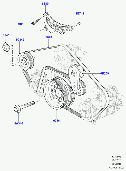 Land Rover LR011345 - V-yivli kəmər furqanavto.az