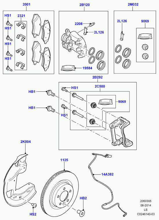 Land Rover LR026219 - Disk əyləc pedləri üçün aksesuar dəsti furqanavto.az