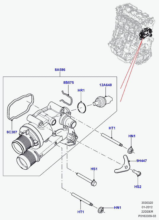 Land Rover LR001312 - Termostat, soyuducu furqanavto.az