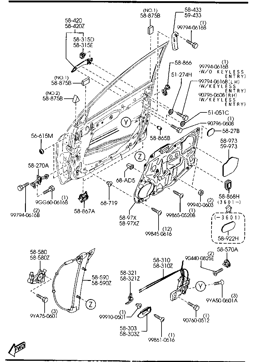 MAZDA GJ6A-58-590E - Pəncərə tənzimləyicisi furqanavto.az