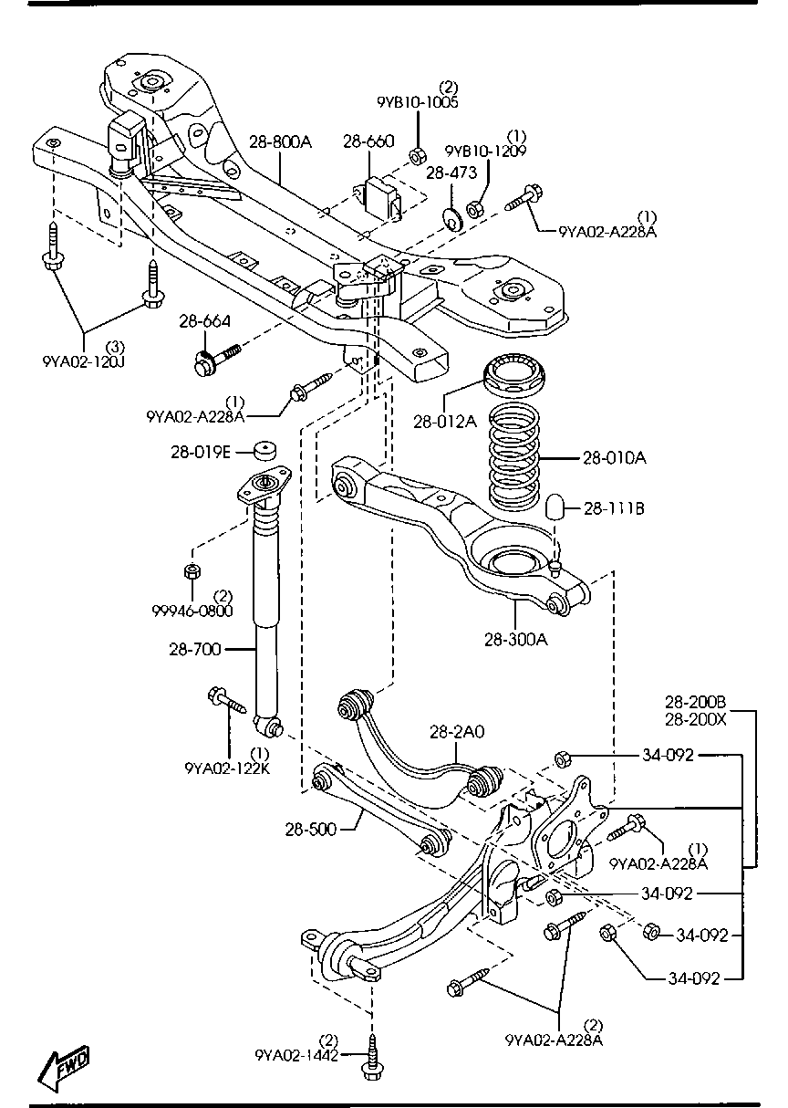 MAZDA BBM4-28-250A - Nəzarət Kolu / Arxa Qol furqanavto.az