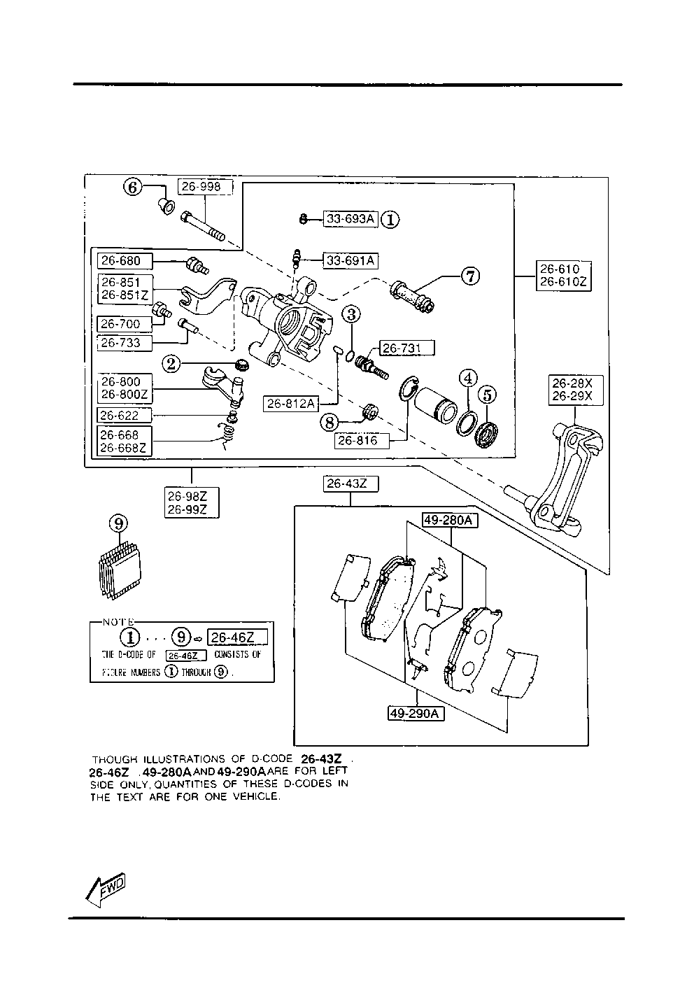 MAZDA G5Y6-26-48Z - Əyləc altlığı dəsti, əyləc diski furqanavto.az