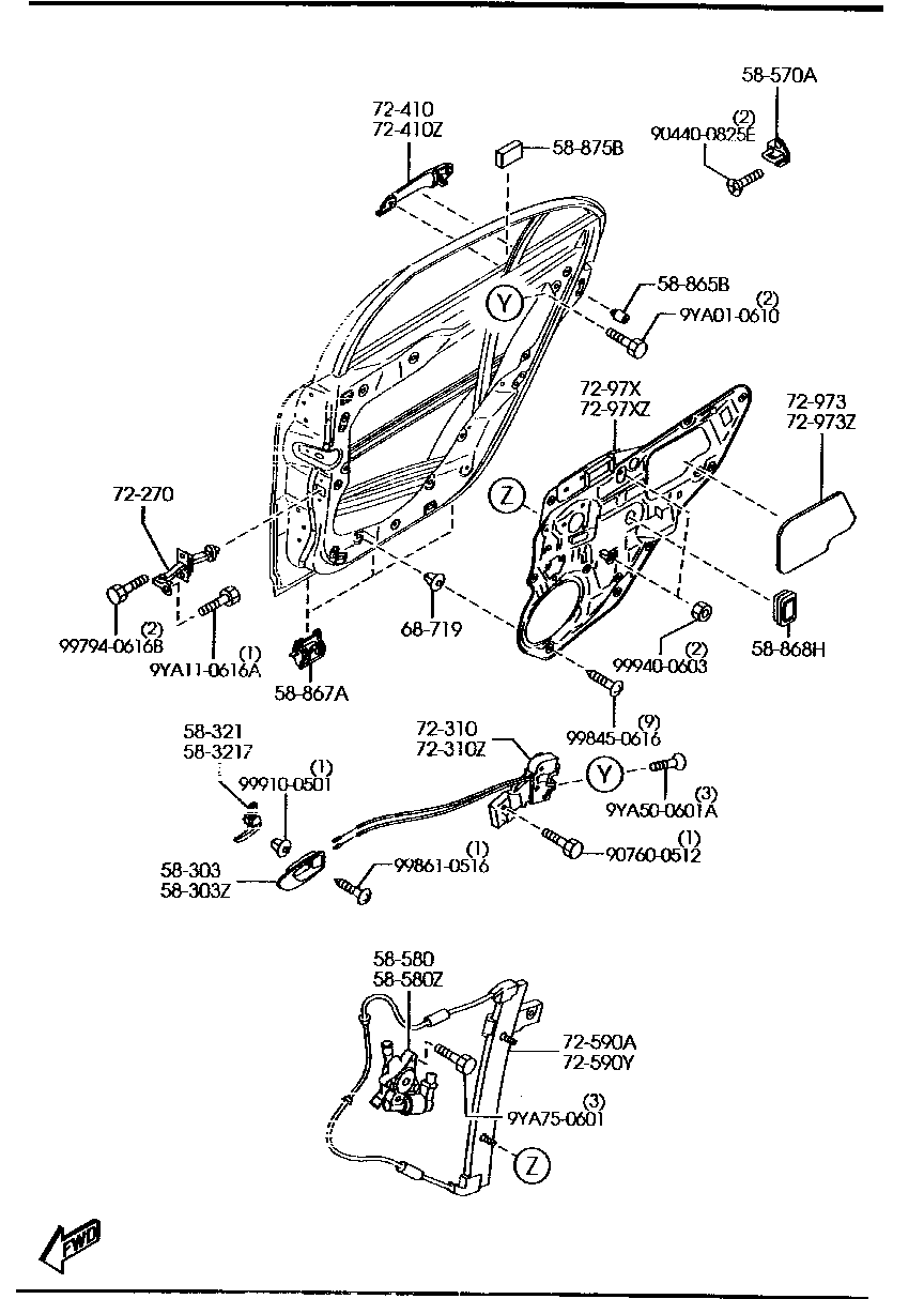 MAZDA GJ6A-73-590G - Pəncərə tənzimləyicisi furqanavto.az