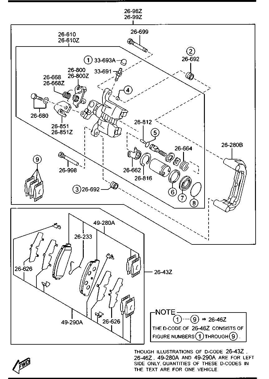 Mercury GJYB-26-48ZA - Əyləc altlığı dəsti, əyləc diski furqanavto.az